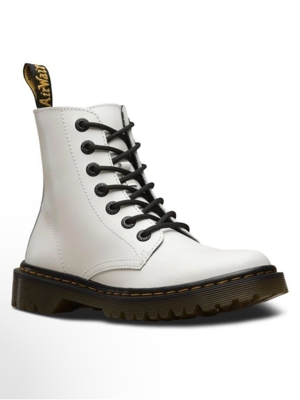Dr.  Doc Martens Luana White Leather Combat Boots Size 6 MSRP $140